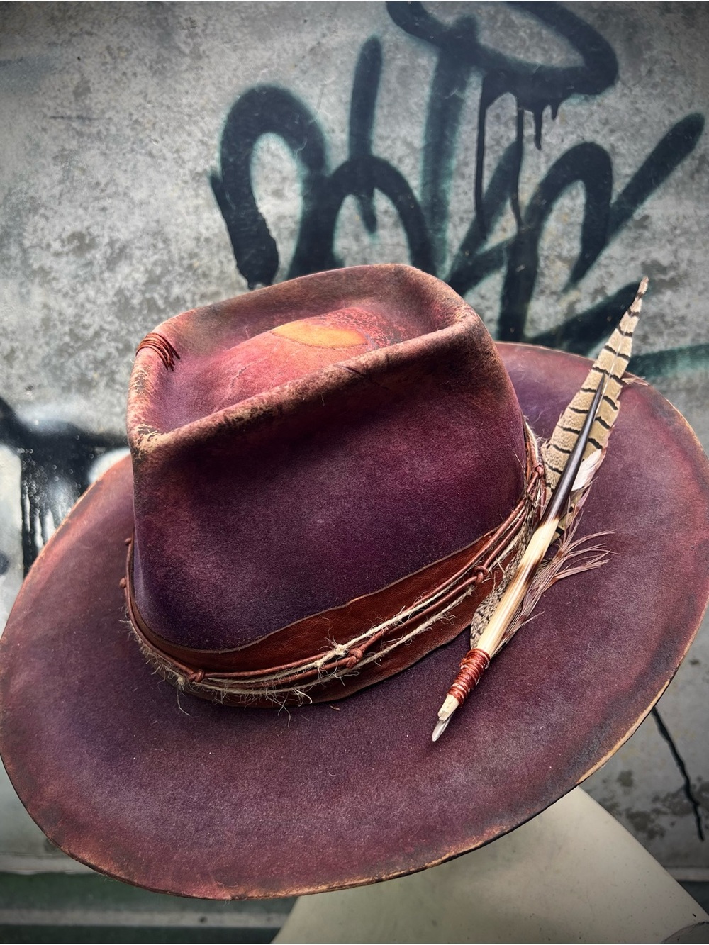SOLD TEQUILA SUNRISE Custom Burned Hat